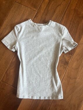 SKIMS Barely Worn Heather Light Gray Short Sleeve Crew Tee